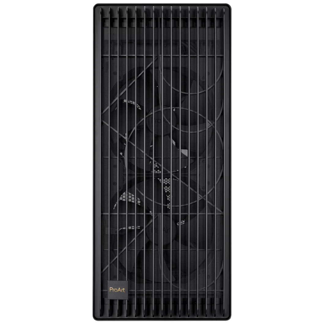 ASUS ProArt PA602 E-ATX، حامل مبرد مقاس 420 مم، وعلبة ألعاب مثبتة مسبقًا مقاس 140 مم وعلبتان مقاس 200 مم