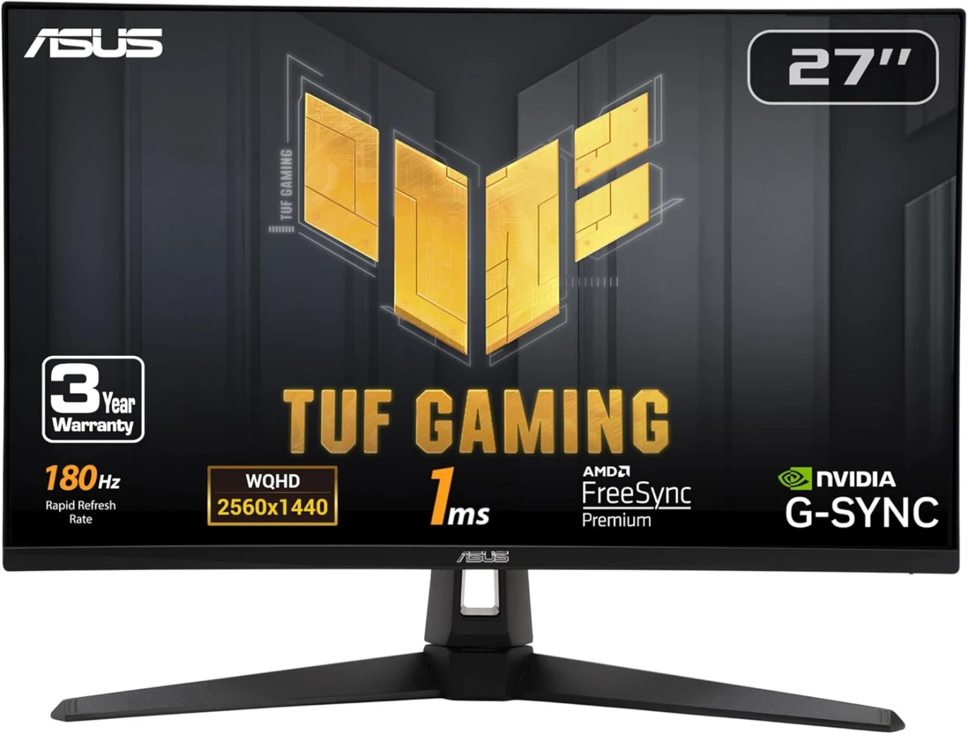 ASUS TUF Gaming VG27AQ3A  – 27", 2K, 180Hz, Fast IPS, 1ms, G-Sync Gaming Monitor
