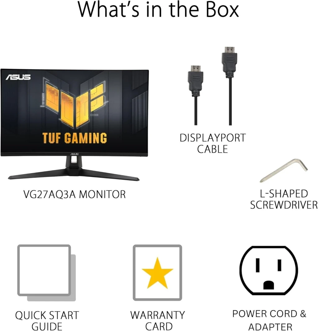 ASUS TUF Gaming VG27AQ3A  – 27", 2K, 180Hz, Fast IPS, 1ms, G-Sync Gaming Monitor