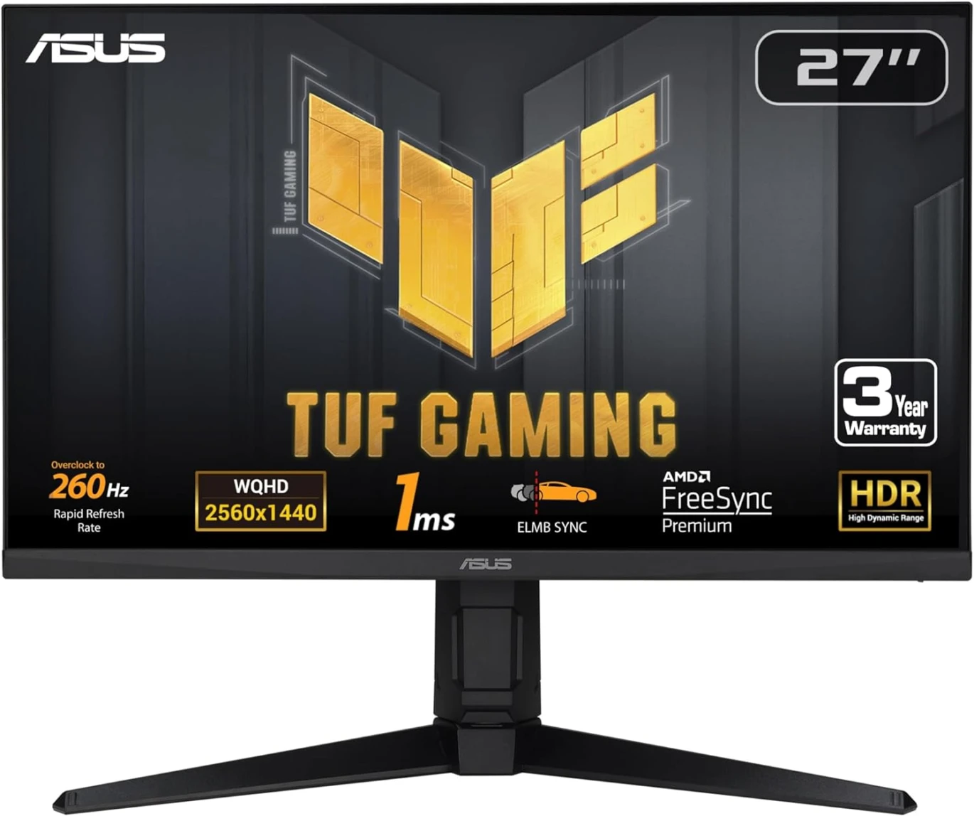 ASUS TUF Gaming VG27AQML1A  – 27", 2K 260Hz , 1ms ,100% sRGB,HDR™ 400 Gaming Monitor