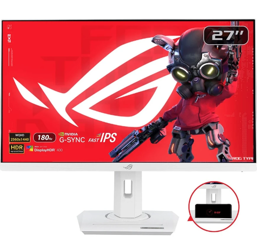 ASUS ROG Strix XG27ACS-W 27"  2K, 180Hz, 1ms , Fast IPS,G-Sync (WHITE) GAMING MONITOR