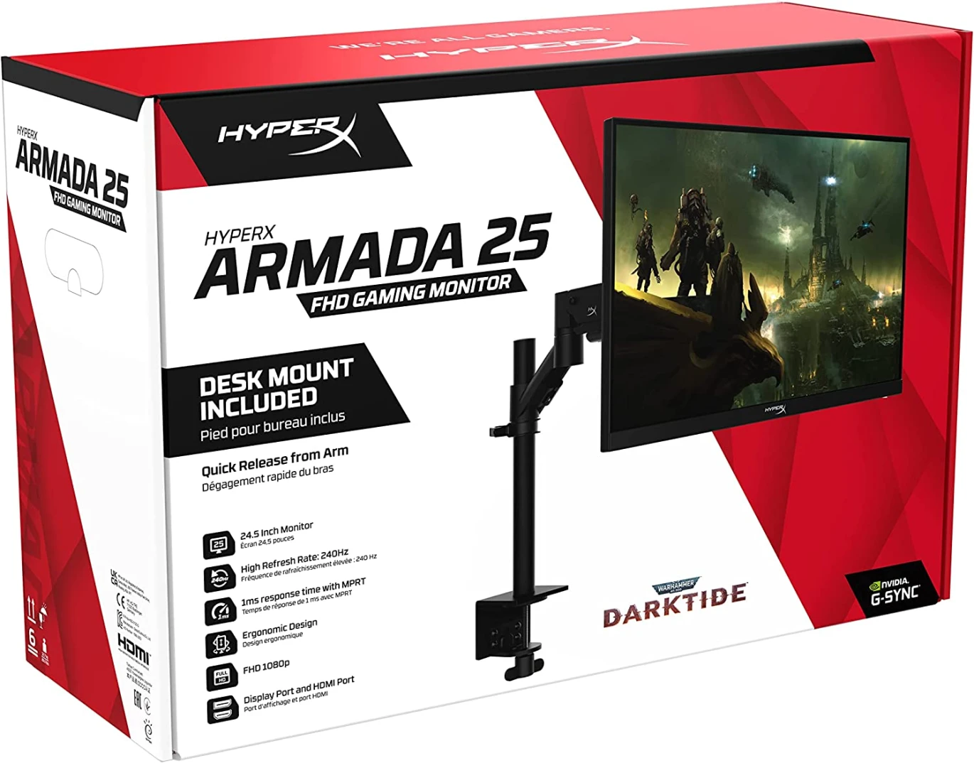 شاشة HyperX Armada 25 – 24.5 بوصة، FHD، 240 هرتز، IPS – شاشة ألعاب