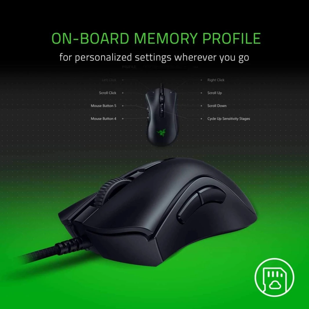 ماوس الألعاب Razer DeathAdder v2 Mini: مستشعر بصري بدقة 8500 نقطة في البوصة - تصميم خفيف الوزن - إضاءة RGB من Chroma - 6 أزرار قابلة للبرمجة - شريط قبضة مضاد للانزلاق - أسود كلاسيكي
