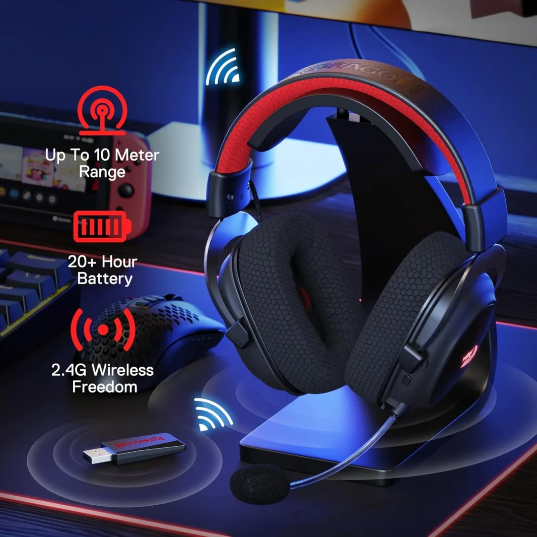 سماعة الألعاب اللاسلكية Redragon H510 PRO Zeus-X RGB - صوت محيطي 7.1