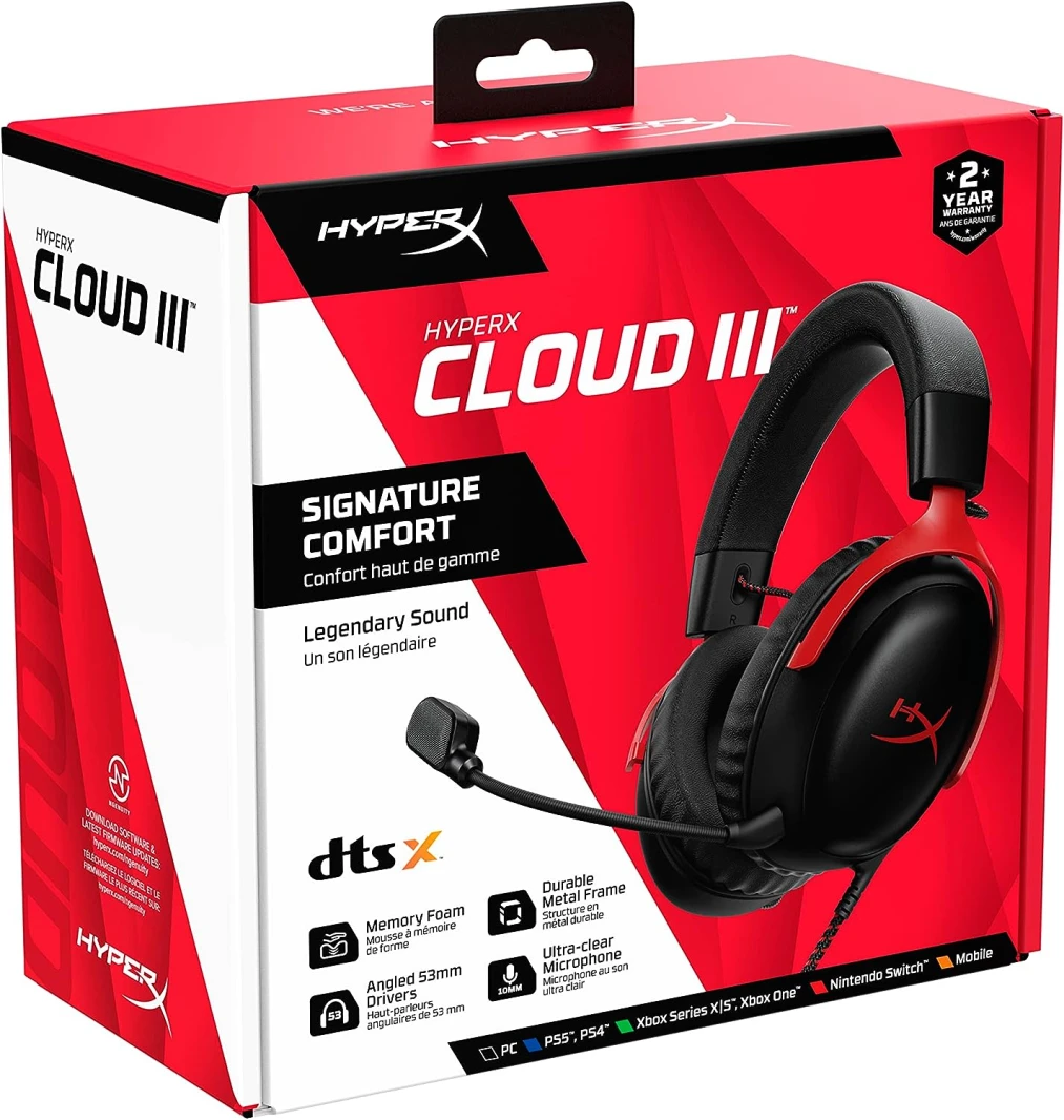 سماعة الألعاب السلكية HyperX Cloud III (أحمر-أسود)