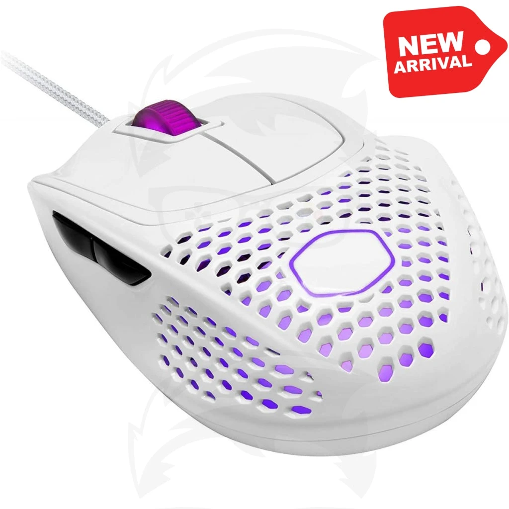 ماوس Cooler Master MM720 خفيف الوزن باللون الأبيض غير اللامع RGB بمقبض مخلب