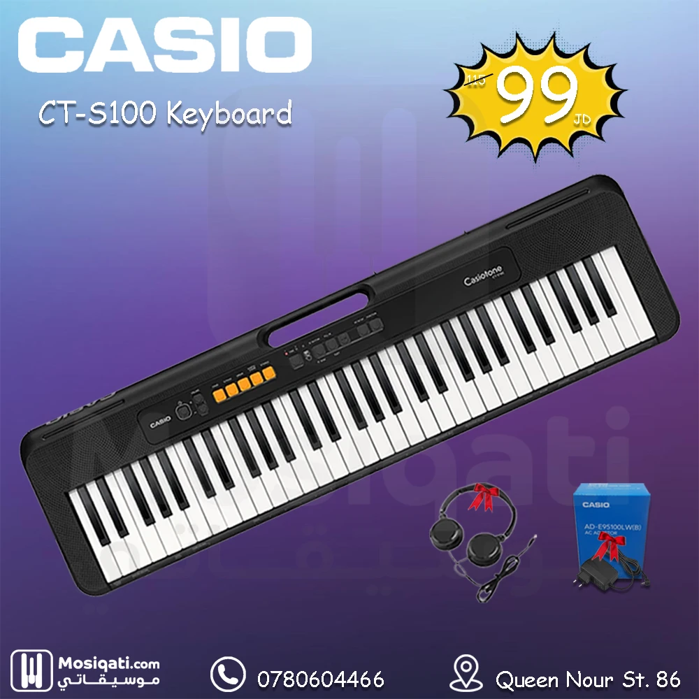 Casio CTS100 Keyboard with power adapter and headphone