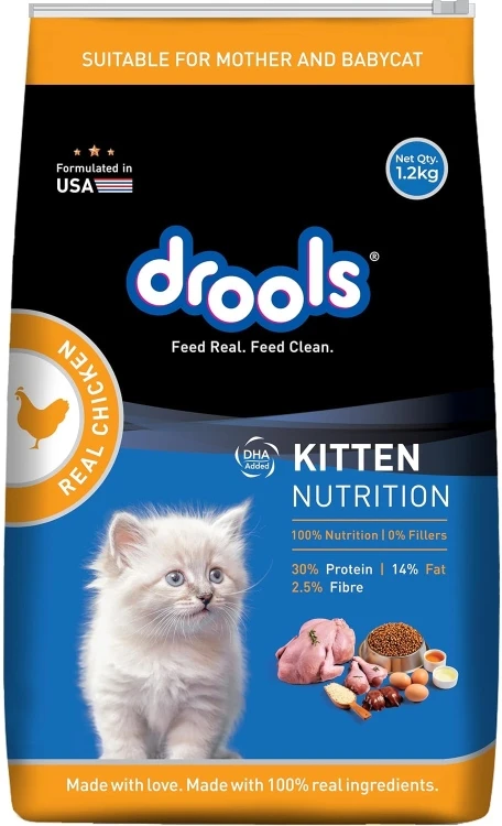 Dry food for kittens (1-12 months) with real chicken flavour, 1.2 kg pack