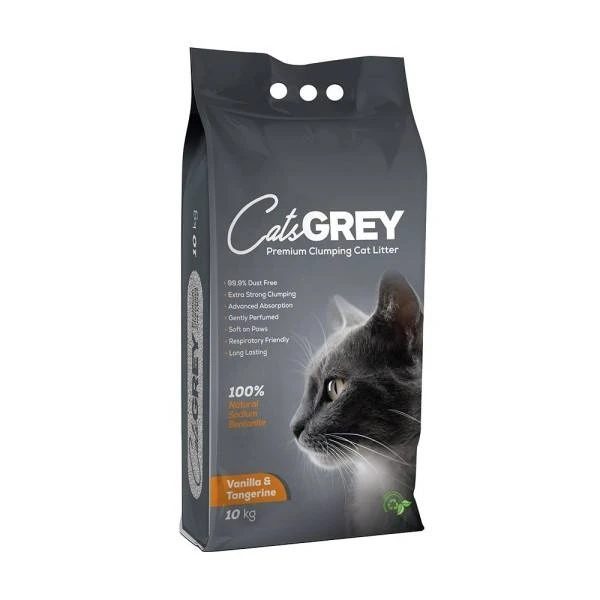 Cats Grey High Clumping Cat Litter Vanilla & Tangerine Scented 10kg