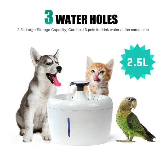 LED Water Fountain Water Dispenser for Cats, Dogs, Birds, 2.5L Night Light