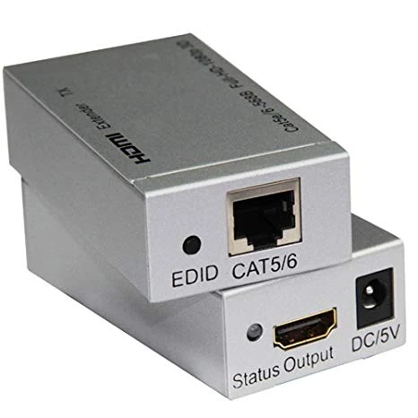 موسع HDMI بطول 60 متر، محول TX RX HDMI إلى RJ45 بواسطة كابل Cat5e/6