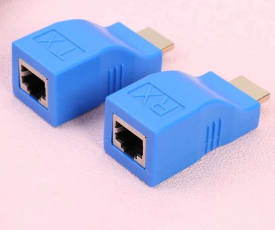 موسع HDMI بطول 30 متر، محول TX RX HDMI إلى RJ45 بواسطة كابل Cat5e/6