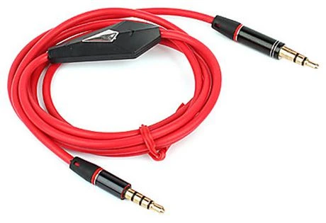 AUX CABLE WITH MICROPHONE AND ACCESS BUTTON – RED