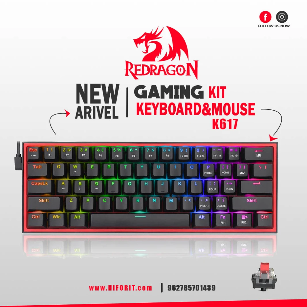 Redragon K617 Fizz 60% Wired RGB Gaming Keyboard