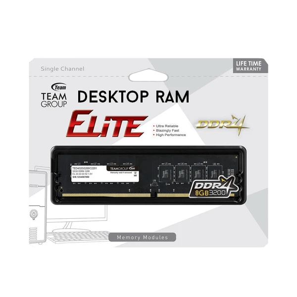 8GB DDR4 3200MHZ Team Group Elite High Performance Desktop Memory (NON RGB)