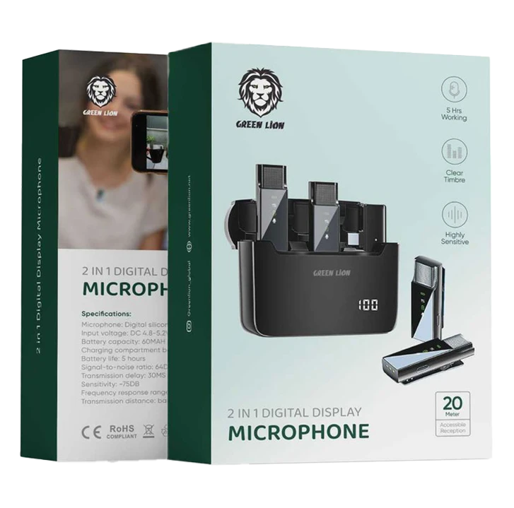 Green Lion 2 in 1 Digital Display Microphone (Lightning)