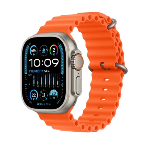 ساعة Apple Watch Ultra 2 GPS + Cellular، هيكل من التيتانيوم مقاس 49 مم مع حزام Orange Ocean - تيتانيوم طبيعي