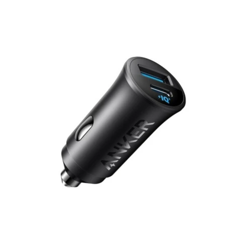 شاحن سيارة Anker USB-C 30 وات بمنفذين من النوع C - أسود