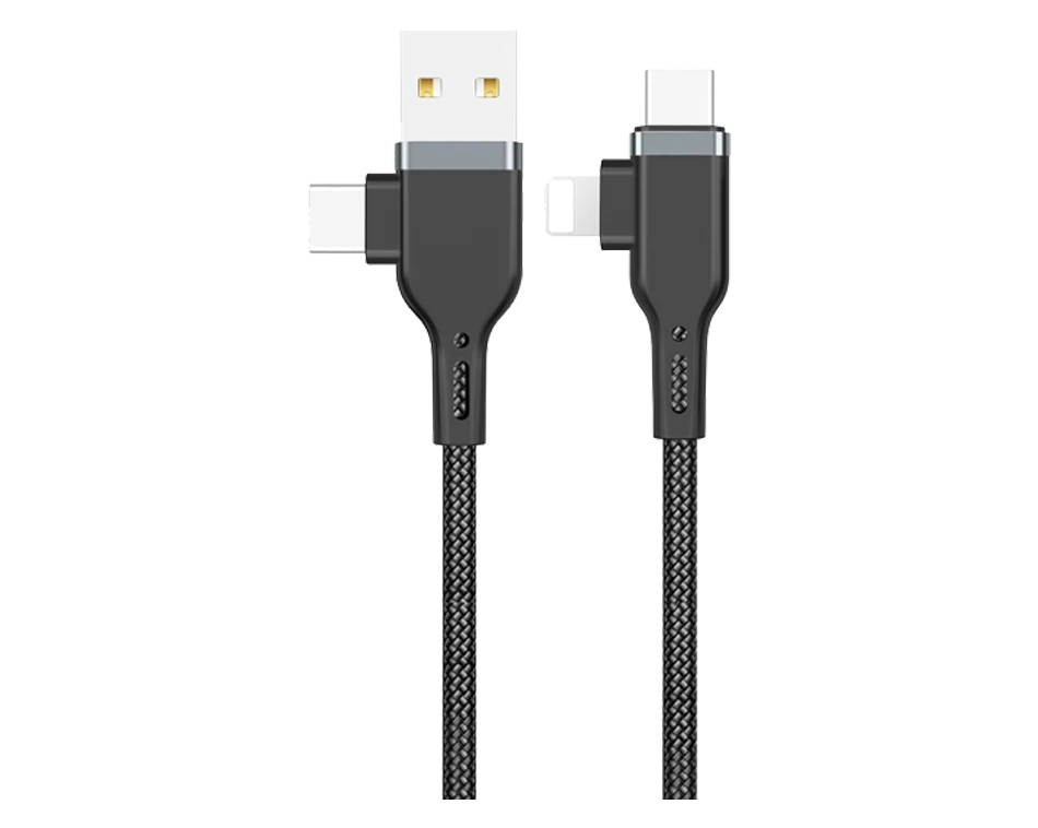 WiWU PT06 2 في 2 USB وType-C إلى Type-C + Lightning 1.2 متر