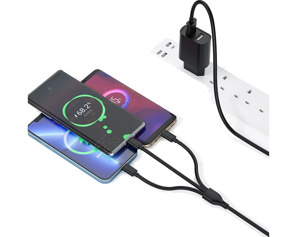 شاحن WiWU Wi-U003 ثنائي USB + كابل 3 في 1