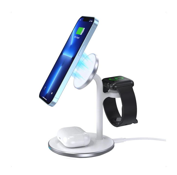 حامل شحن مغناطيسي سريع لاسلكي 3 في 1 من Choetech T585-F MFi