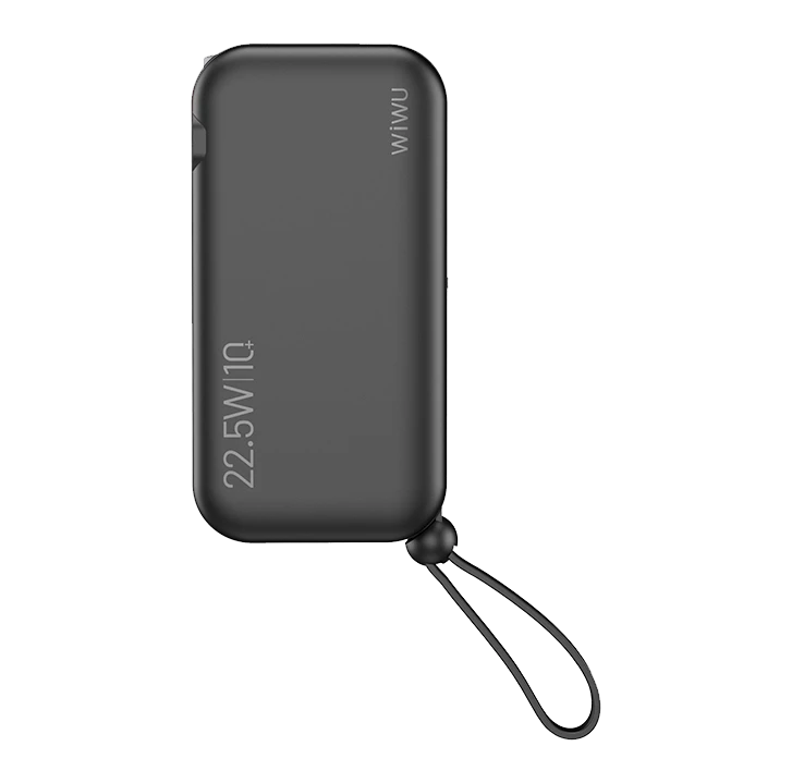 بنك طاقة WiWU JC-23 بسعة 20000 مللي أمبير في الساعة وقوة 22.5 وات مع كابل مدمج وشاشة LED
