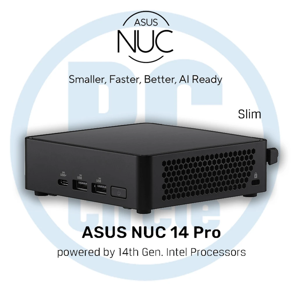 ASUS NUC 14 Pro Kit Bundle (Intel Core 3 100U / 8GB DDR5 RAM / 500GB NVMe SSD / 2x Thunderbolt 4 / 2x HDMI / Intel Graphics / DOS) RNUC14RVKI300002I (90AR0062-M00040)