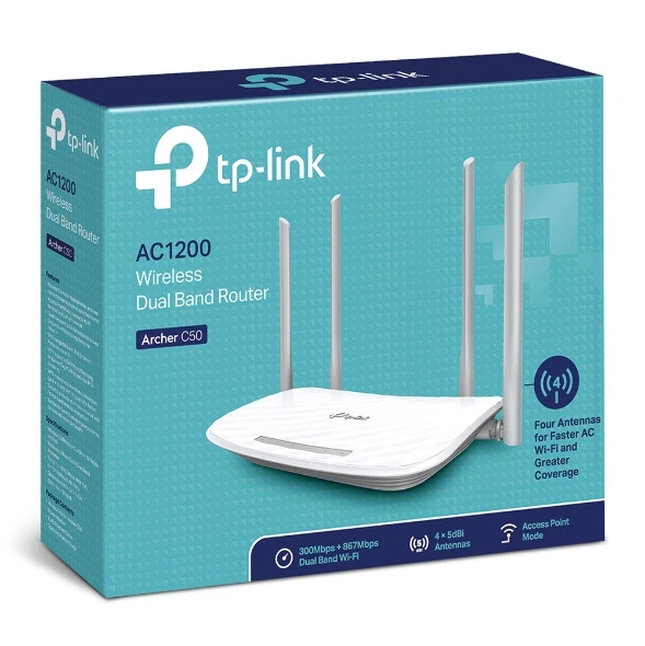 TP-Link Archer C50 | راوتر WiFi ثنائي النطاق AC1200 اللاسلكي