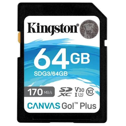بطاقة ذاكرة Kingston Canvas Go! Plus SD بسعة 64 جيجابايت [ SDG3/64GB ]