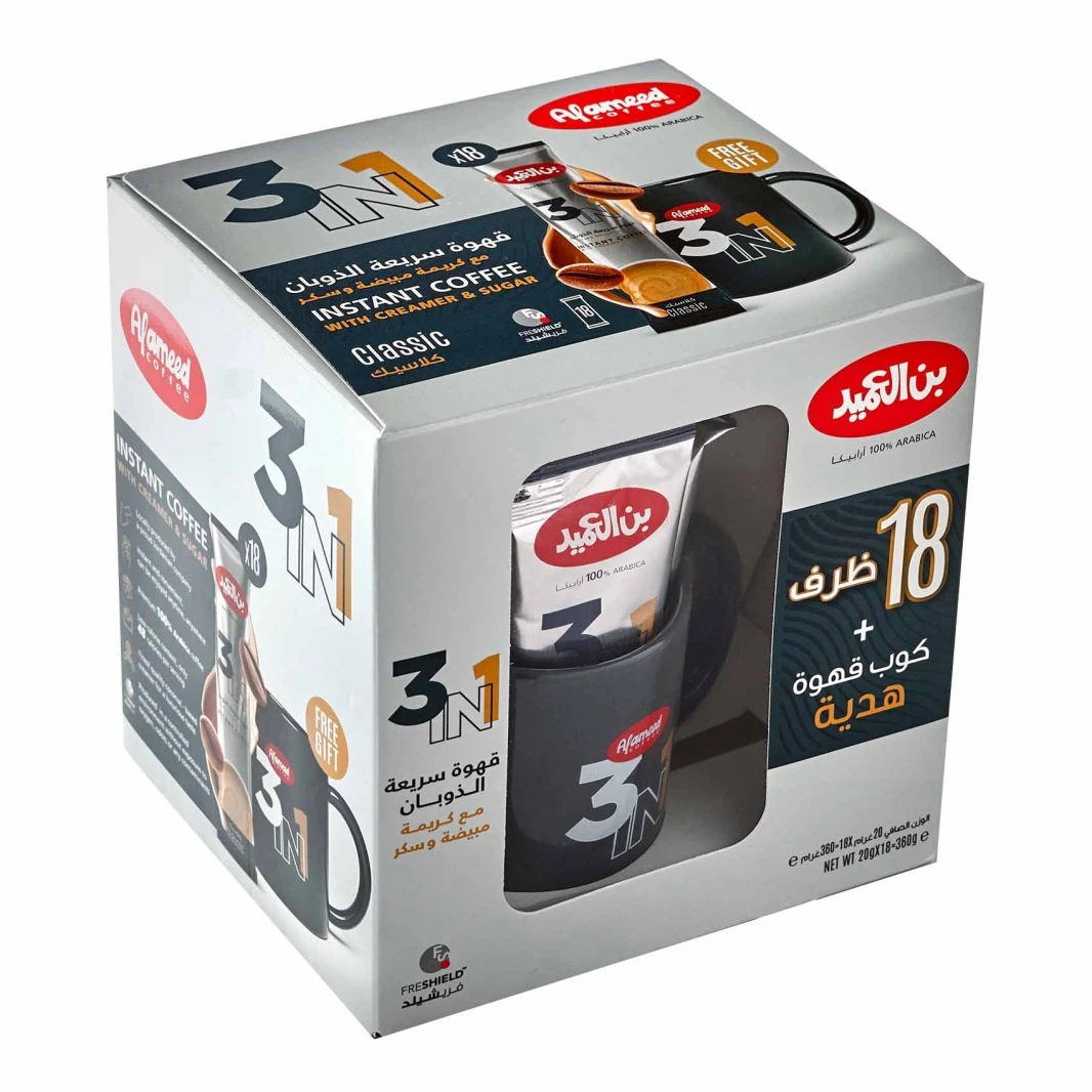 العميد قهوة 3 في 1 سريعة الذوبان 360 غرام + مج