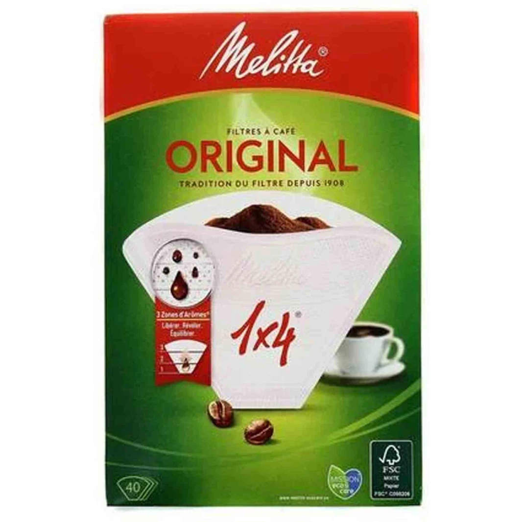 ميليتا فتر قهوة 1x4 لون أبيض 40 حبة