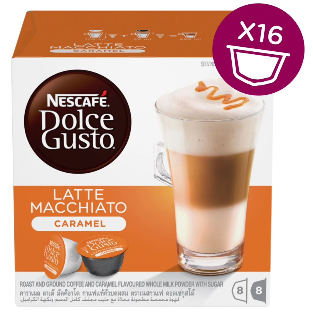 Nescafe Dolce Gusto Capsules Flavored Latte Caramel Macchiato 16 Pills