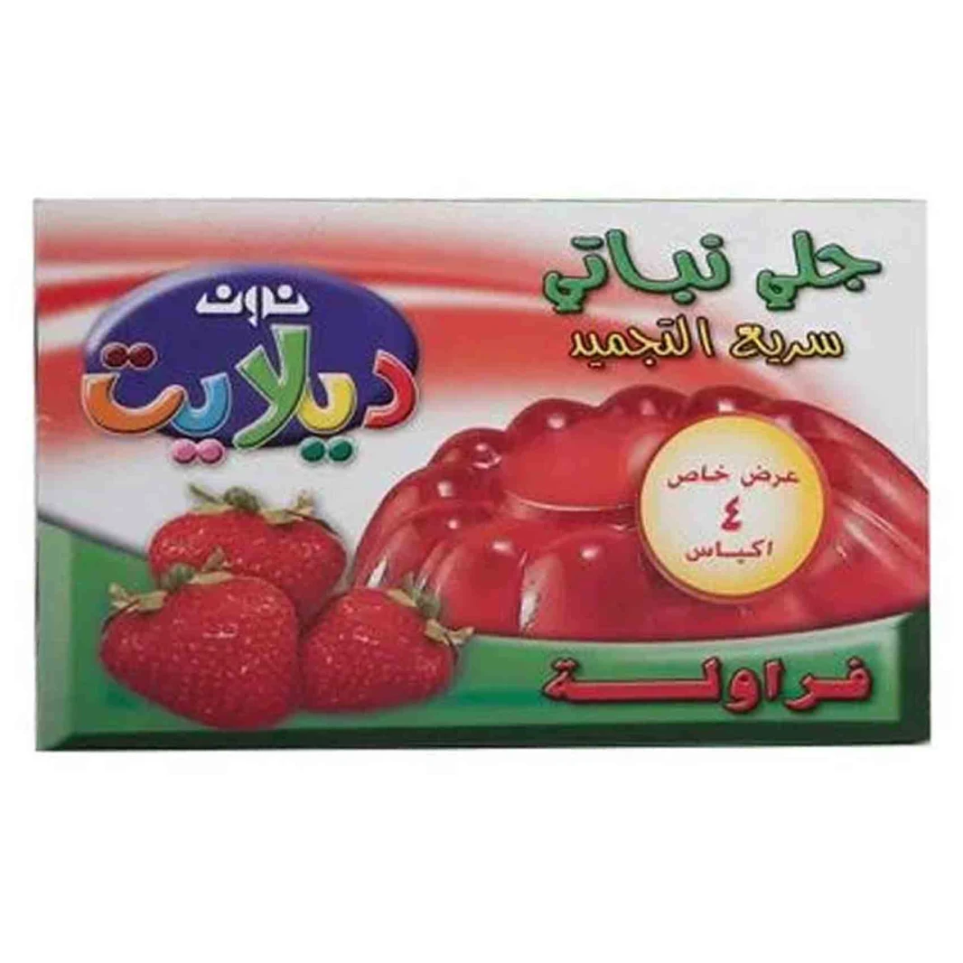 نون ديلايت جلي نباتي فراولة 85 غرام 4 أكياس