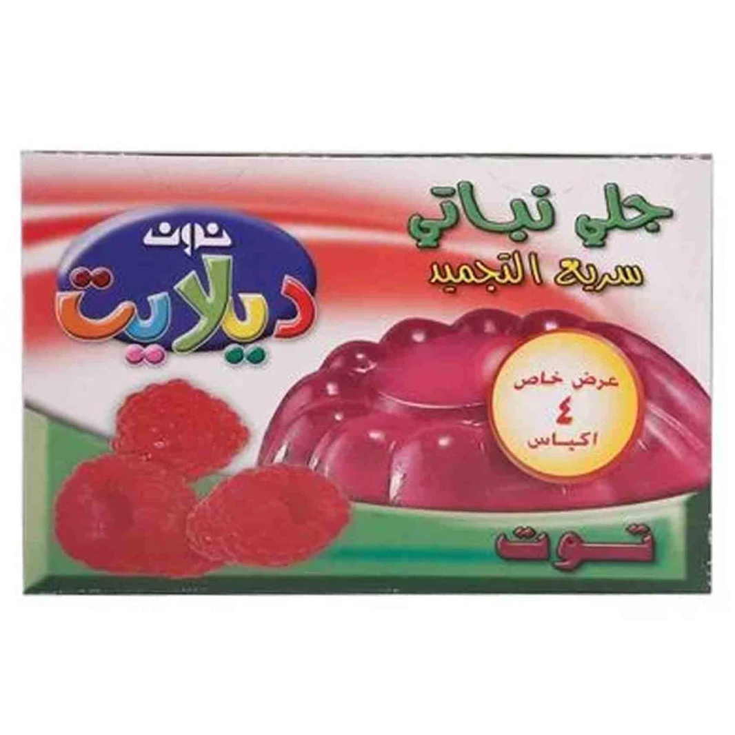 نون ديلايت جلي نباتي بنكهة توت العليق 85 غرام 4 أكياس
