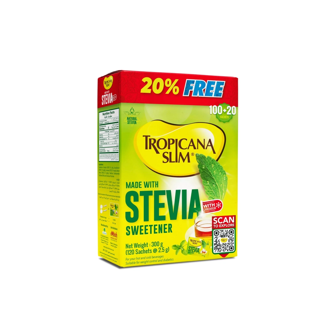 Tropicana Stevia/ Chromium 100 Sachets+20% free