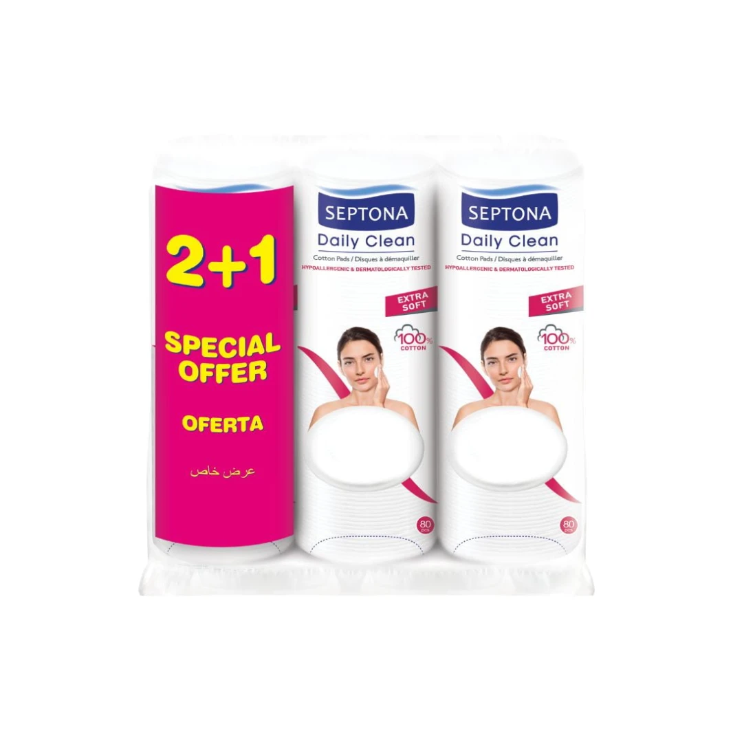 Septona SEPTONA Cotton Pads in a plastic bag PROMO 80 PCS (2+1)