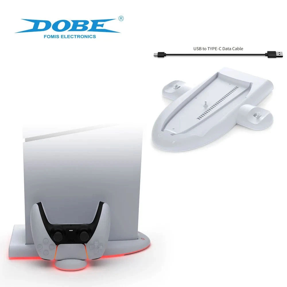 محطة شحن وتبريد DOBE TP5-3528 مع دائرة إضاءة RGB ملونة لجهاز PS5 Slim