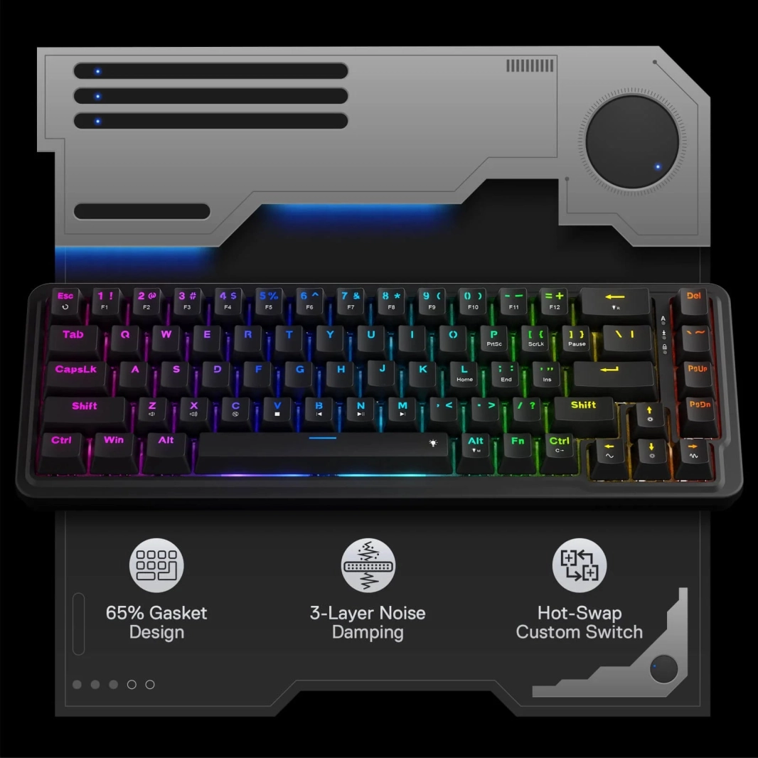 لوحة مفاتيح الألعاب Redragon K709 65% Wired Gasket RGB