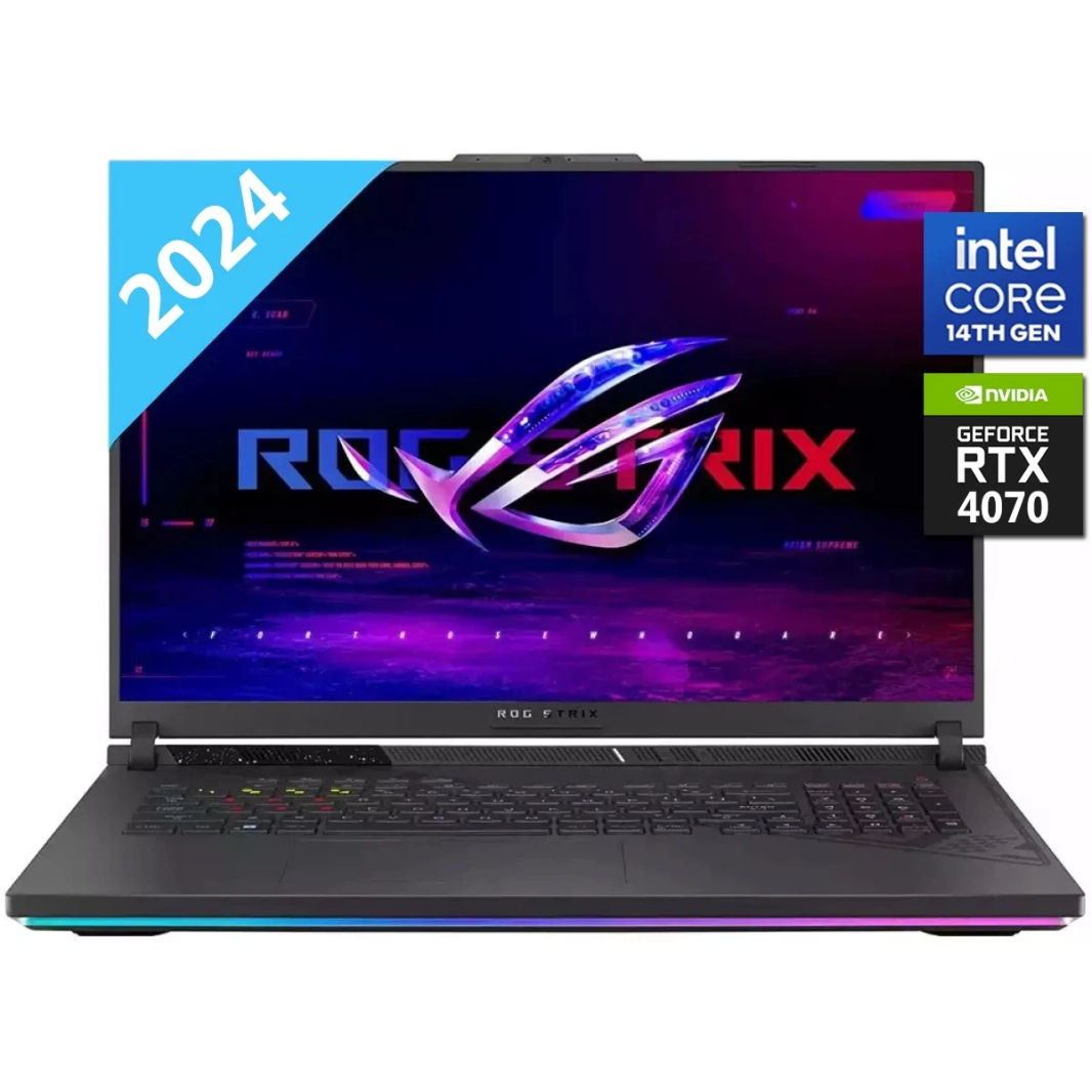 ASUS ROG Strix G18 (2024) G814JIR جديد من الجيل الرابع Intel Core i9 14900HX 24-Cores مع Nvidia RTX 4070 8GB DDR6 وشاشة 18 بوصة 2.5K IPS 240Hz، لون رمادي Eclipse