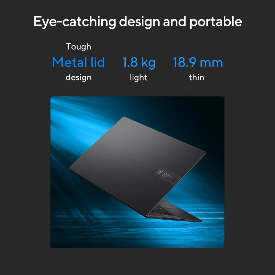 ASUS Creator Series Vivobook 16X (2023) K3605VV معالج Intel Core i9 13900H 14-Cores عالي الأداء من الجيل الثالث مع شاشة Nvidia RTX 4060 8GB و120Hz (مخصص) - أسود