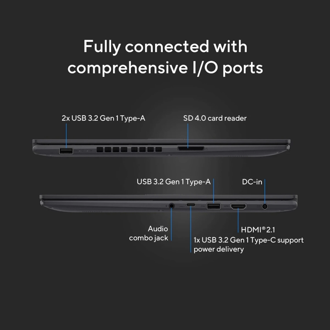 ASUS Creator Series Vivobook 16X (2023) K3605VV معالج Intel Core i9 13900H 14-Cores عالي الأداء من الجيل الثالث مع شاشة Nvidia RTX 4060 8GB و120Hz (مخصص) - أسود