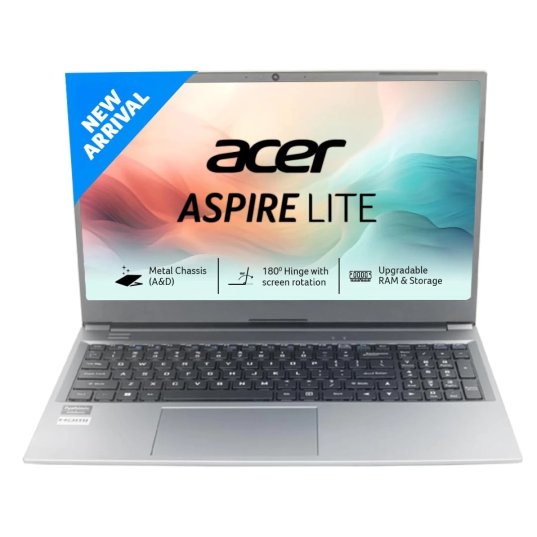 كمبيوتر محمول Acer Aspire Lite AL15-31P (2023) جديد بمعالج Intel Celeron N4500 ثنائي النواة وذاكرة وصول عشوائي سعتها 8 جيجابايت وشاشة IPS عالية الدقة بالكامل - فضي