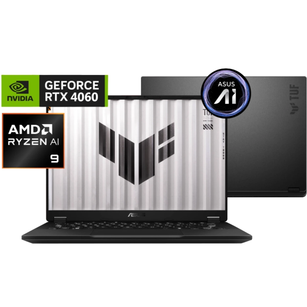 ASUS TUF A14 FA401WV (2024) معالج AMD Ryzen AI 9 HX 370 12-Cores AI-Powerhouse وخفيف الوزن مع Nvidia RTX 4060 8GB DDR6 وشاشة IPS 2.5K 165Hz - Jaeger Gray