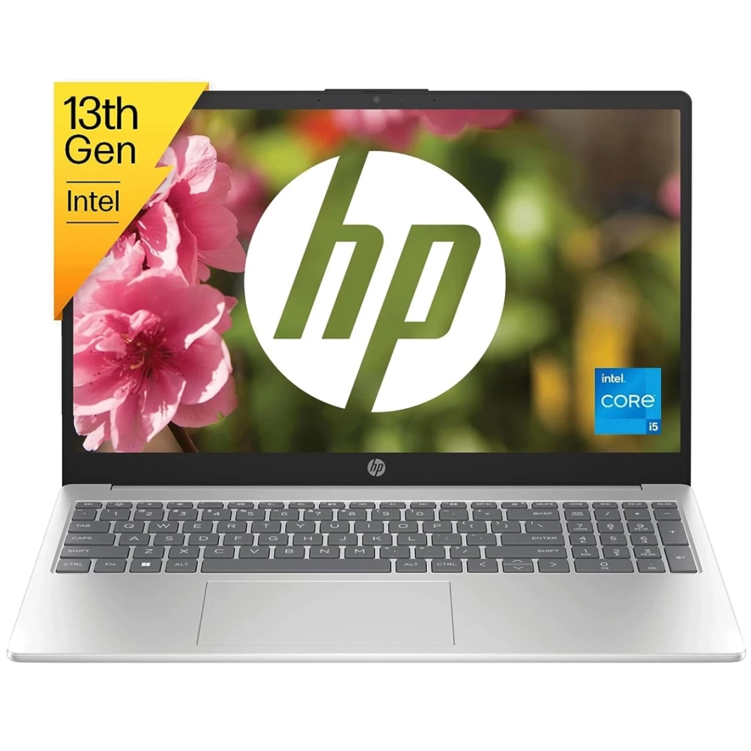 كمبيوتر محمول HP 15-fd0149ne (2023) جديد، معالج Intel Core i5 من الجيل الثالث عشر، 10 أنوية، تصميم نحيف مع لوحة مفاتيح بإضاءة خلفية (مخصص) - فضي