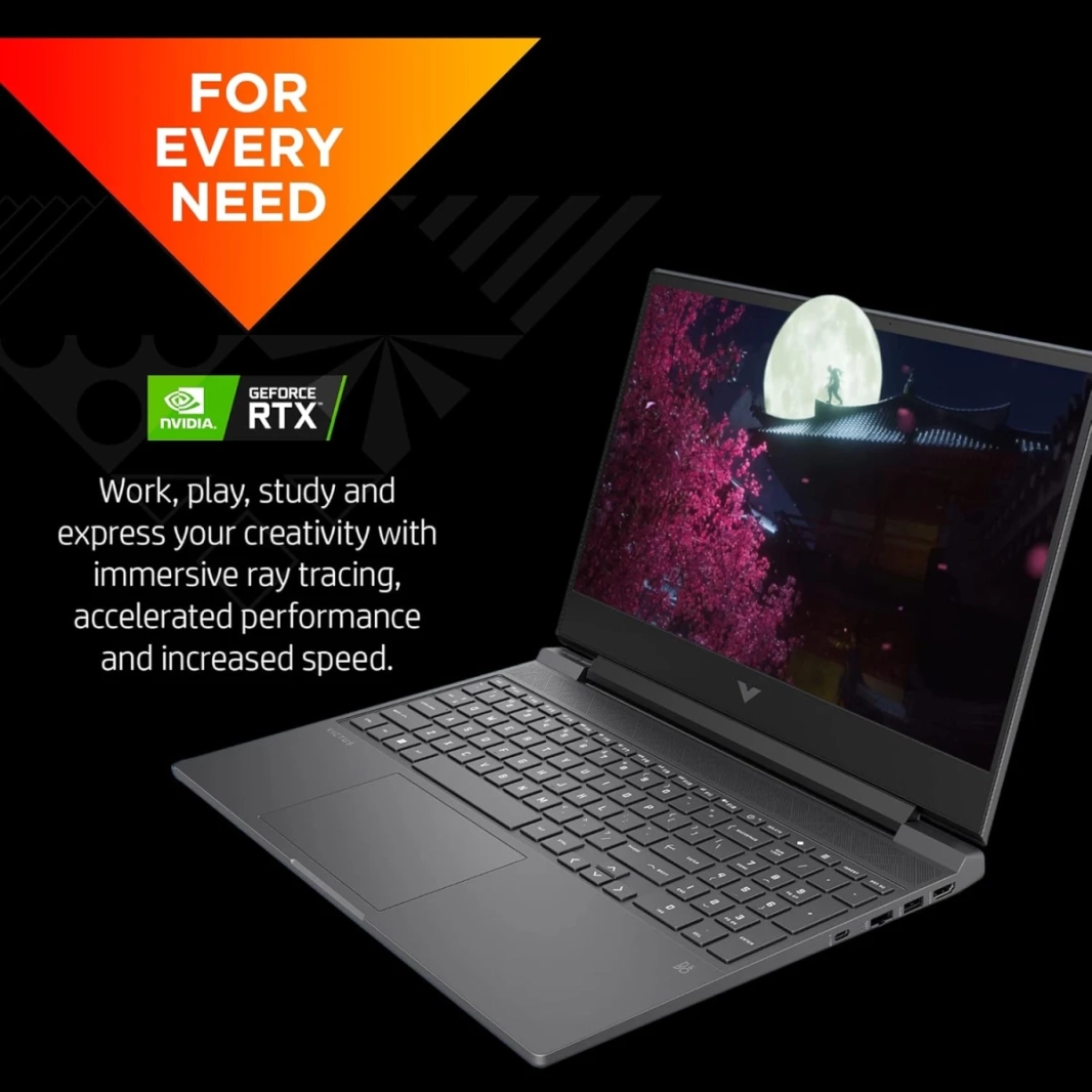 كمبيوتر محمول Victus من HP (2023) 15-fa1082wm جديد من الجيل الثالث من Intel Core i5 ثماني النواة مع شاشة Nvidia RTX 4050 6GB و144Hz - فضي ميكا