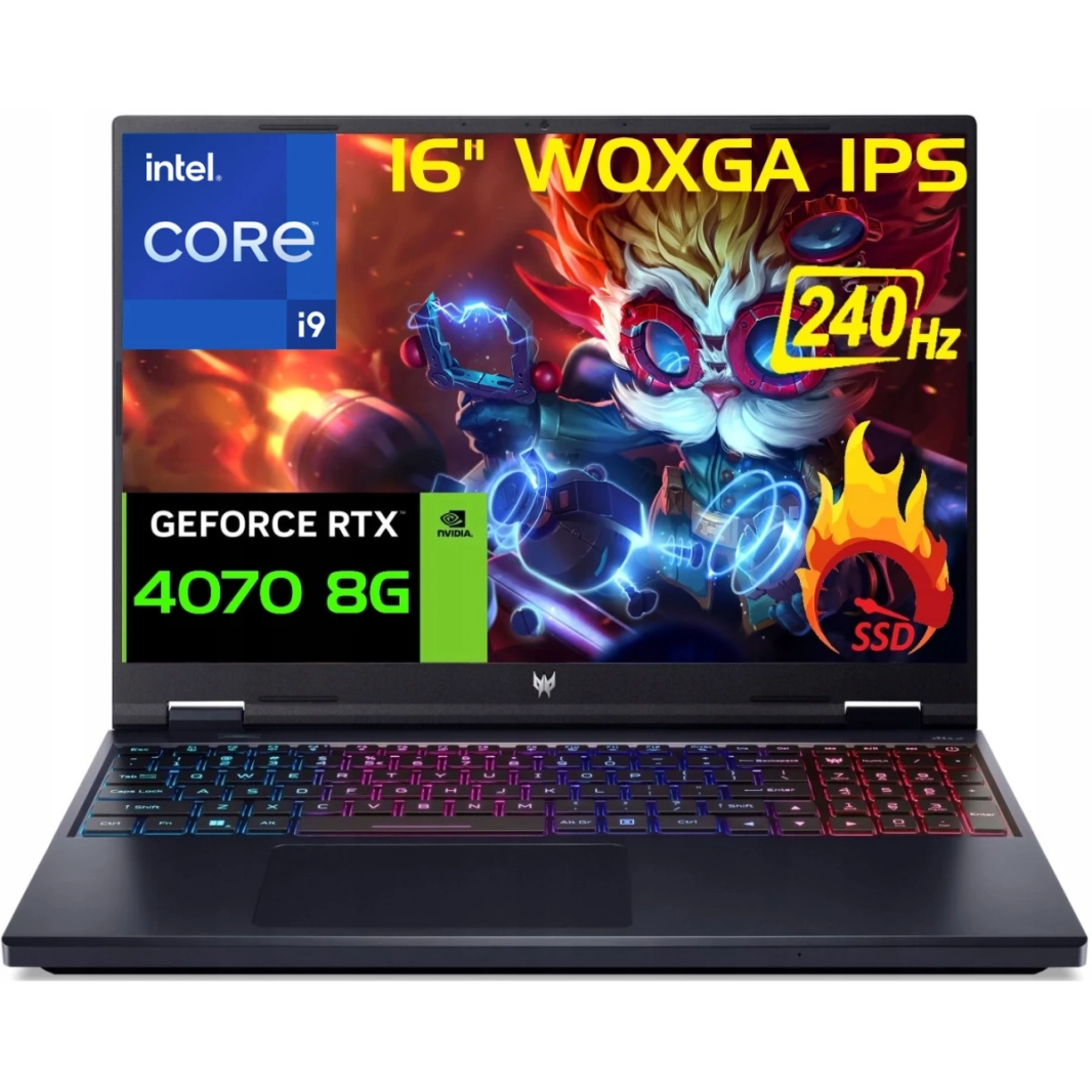 جهاز كمبيوتر محمول Acer Predator Helios Neo 16 (2024) جديد من الجيل الرابع من Intel Core i9 14900HX 24-Cores مع Nvidia RTX 4070 8GB DDR6 وشاشة IPS بدقة 2.5K بمعدل تحديث 240 هرتز - أسود سحيق
