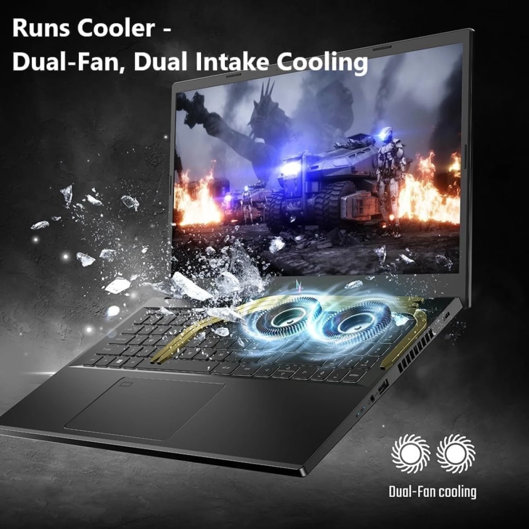 كمبيوتر محمول Acer Nitro V 15 (2023) ANV15-51-76ER من الجيل الثالث Intel Core i7 10-Cores مع ذاكرة DDR5 وبطاقة رسومات Nvidia RTX 4050 سعة 6 جيجابايت وشاشة بتردد 165 هرتز - أسود