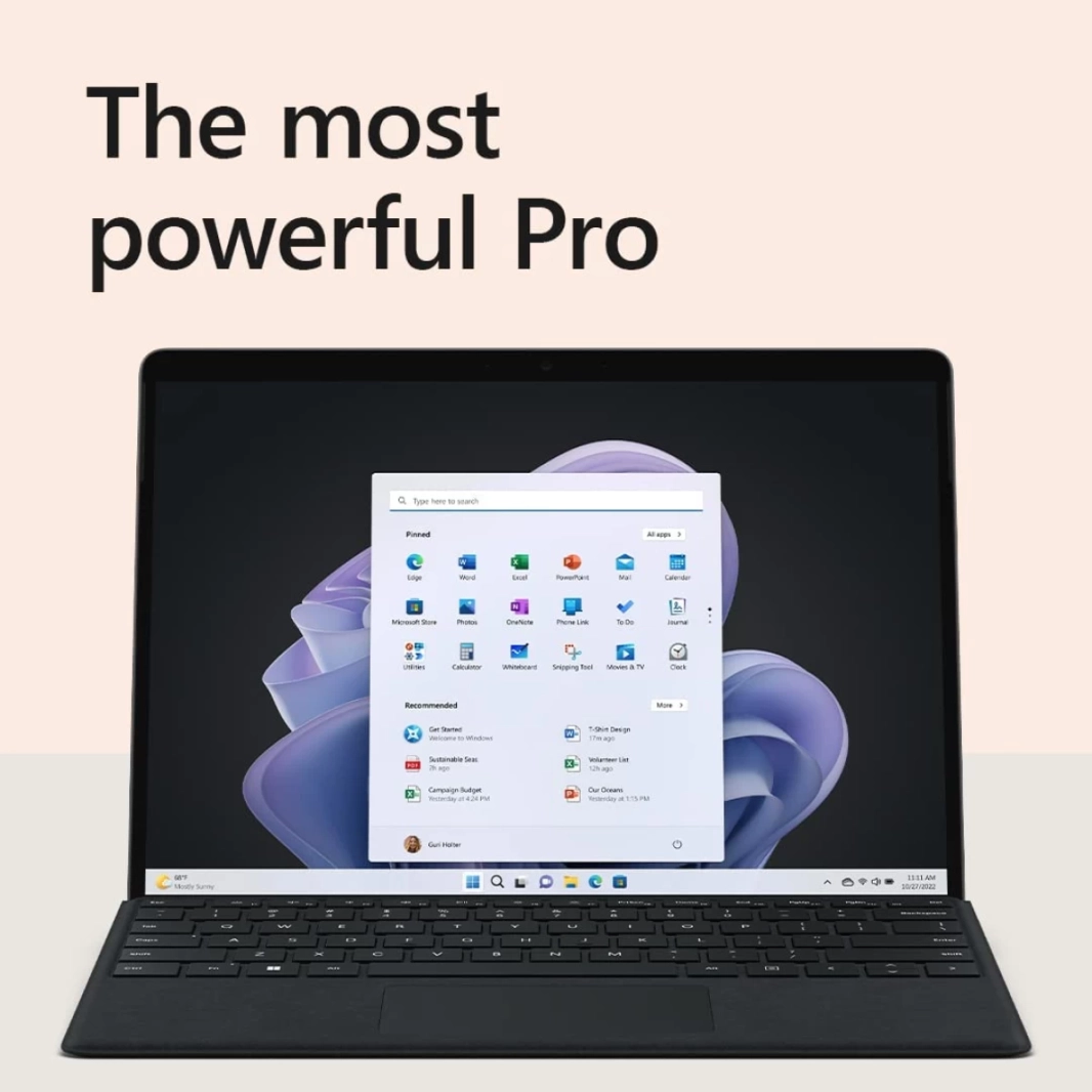 Microsoft Surface Pro 9 (أحدث طراز) معالج Intel Core i7 من الجيل الثاني عشر 10 أنوية 2 في 1 بشاشة 2.8K بمعدل تحديث 120 هرتز وذاكرة 32 جيجابايت - بلاتينيوم