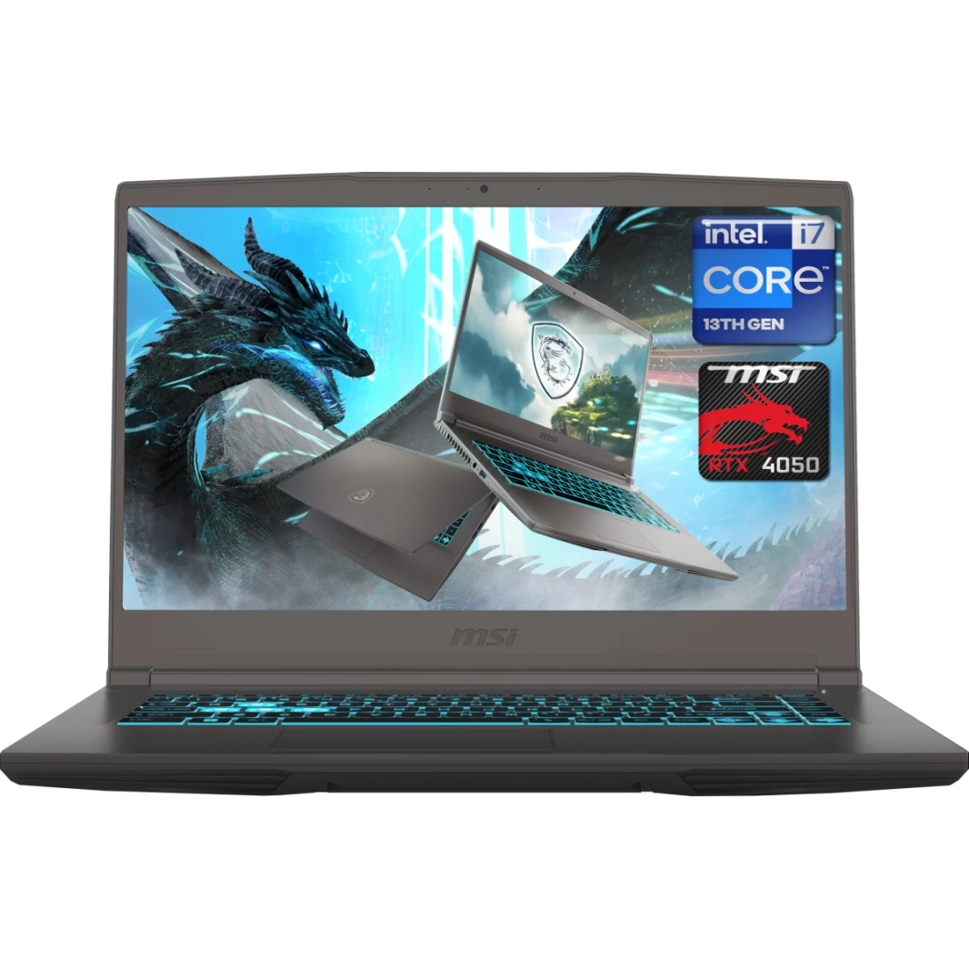 كمبيوتر MSI Thin 15 B13VE Gaming (2023) Intel Core i7 من الجيل الثالث 10-Cores مع شاشة Nvidia RTX 4050 6GB و144Hz - رمادي