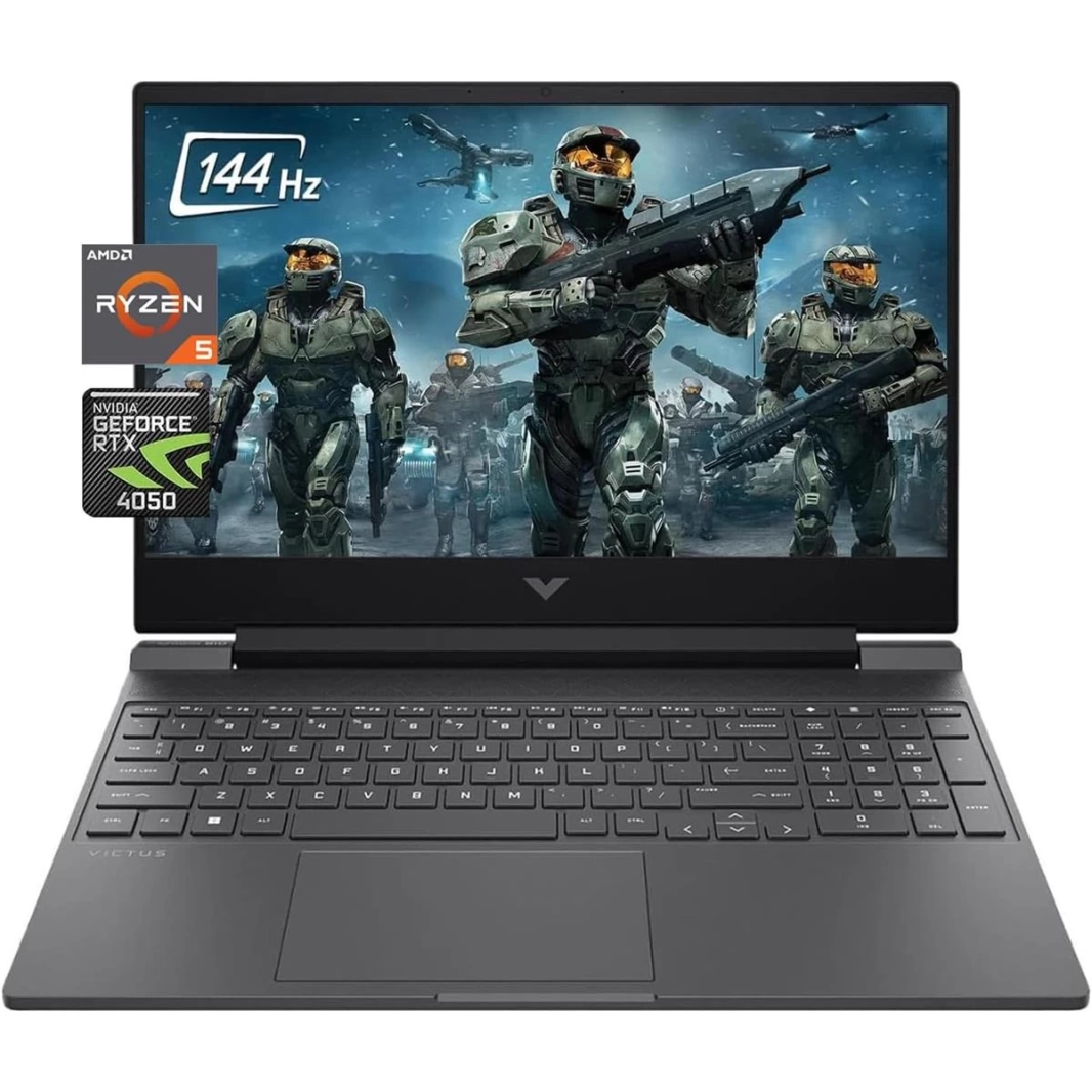 جهاز كمبيوتر محمول Victus من HP (2024) 15-fb2082 جديد من الجيل الثامن من AMD Ryzen 5 6-Cores مع شاشة Nvidia RTX 4050 6GB و144Hz (مخصص) - فضي ميكا